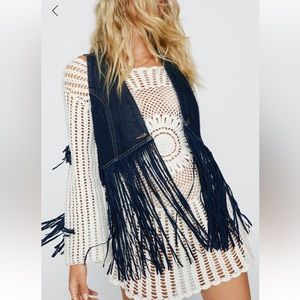 Fringe Detail Denim Vest